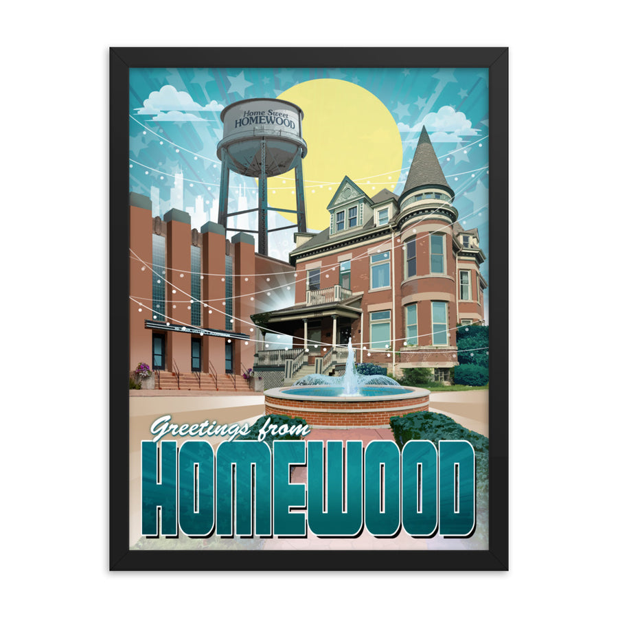 Greetings from Homewood Framed poster