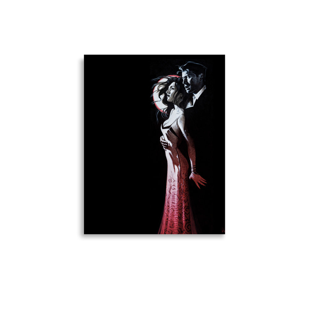 Vampire Couple Moon Red 3171 Matte Poster