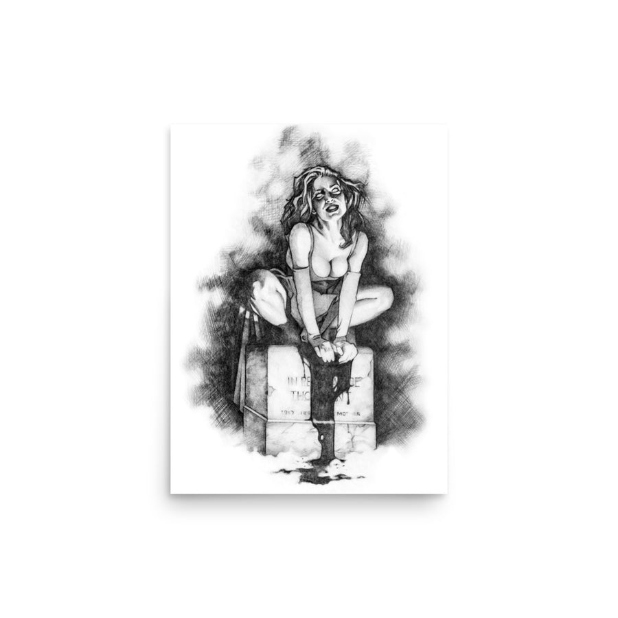 Vampire Perched Drawing 4817 Matte Poster