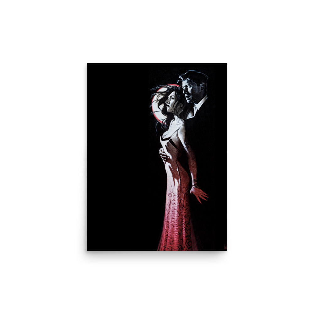 Vampire Couple Moon Red 3171 Matte Poster