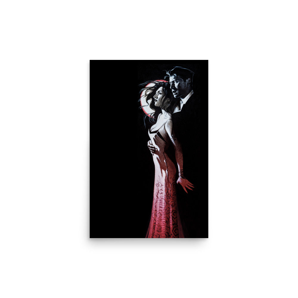 Vampire Couple Moon Red 3171 Matte Poster