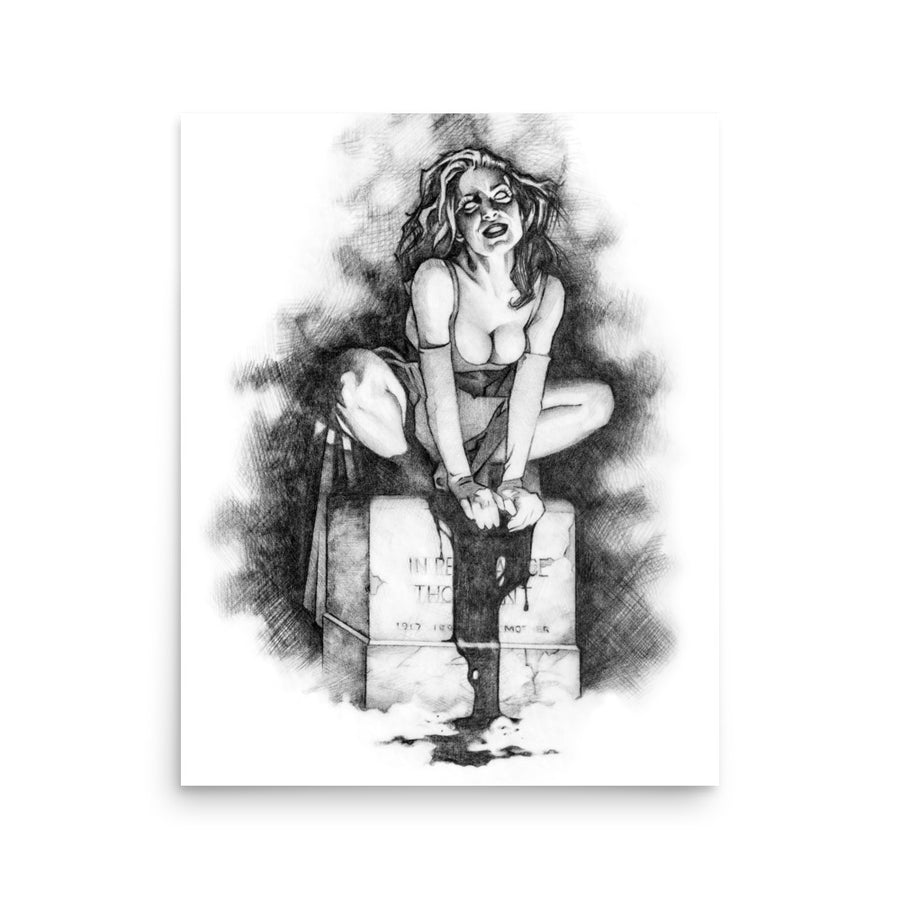 Vampire Perched Drawing 4817 Matte Poster