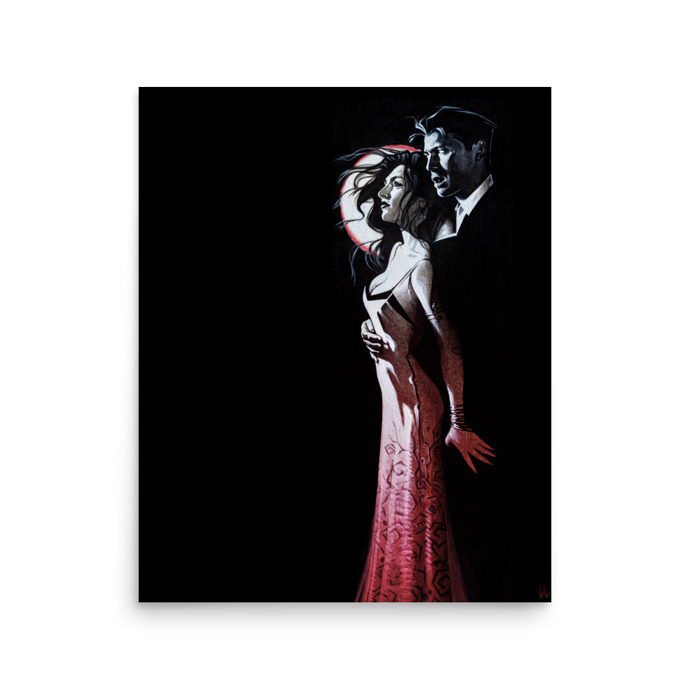 Vampire Couple Moon Red 3171 Matte Poster