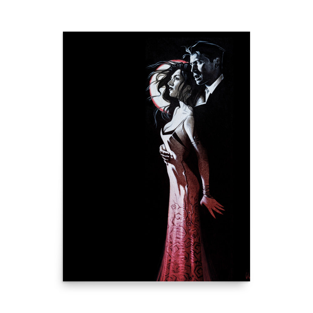 Vampire Couple Moon Red 3171 Matte Poster