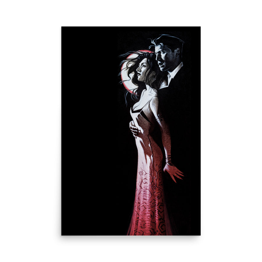 Vampire Couple Moon Red 3171 Matte Poster