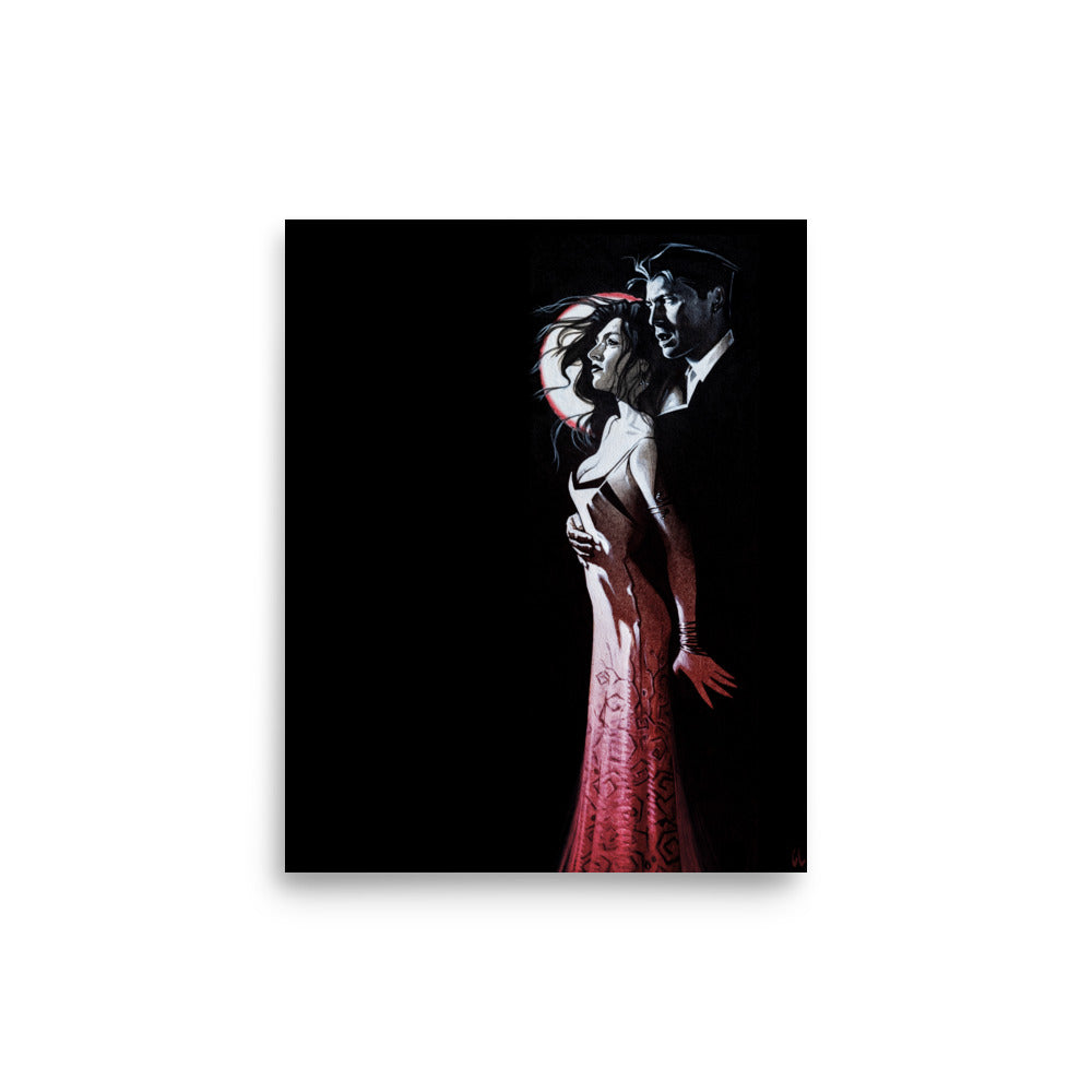 Vampire Couple Moon Red 3171 Matte Poster