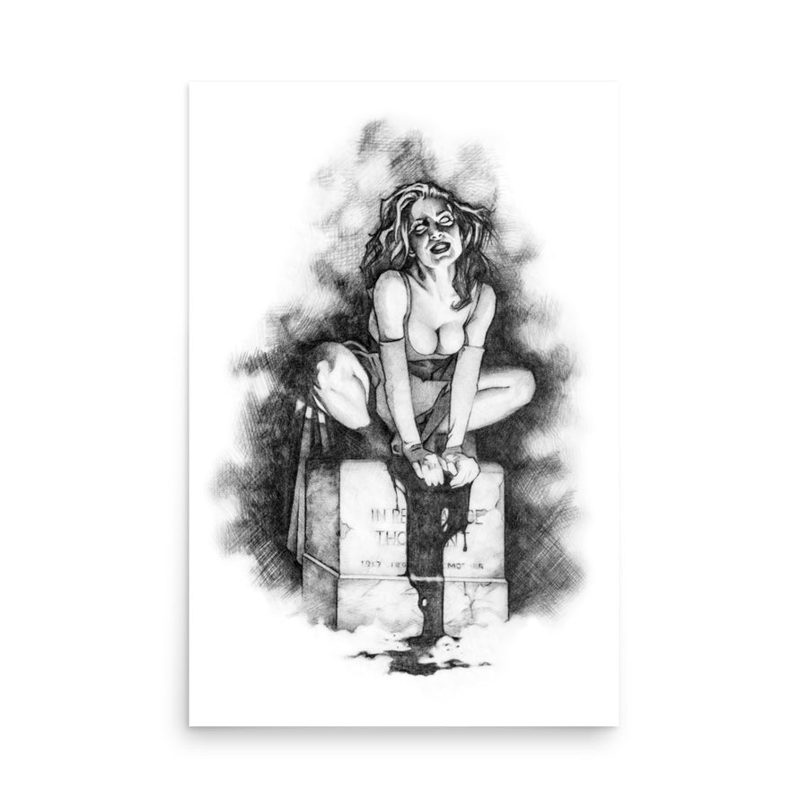 Vampire Perched Drawing 4817 Luster Poster