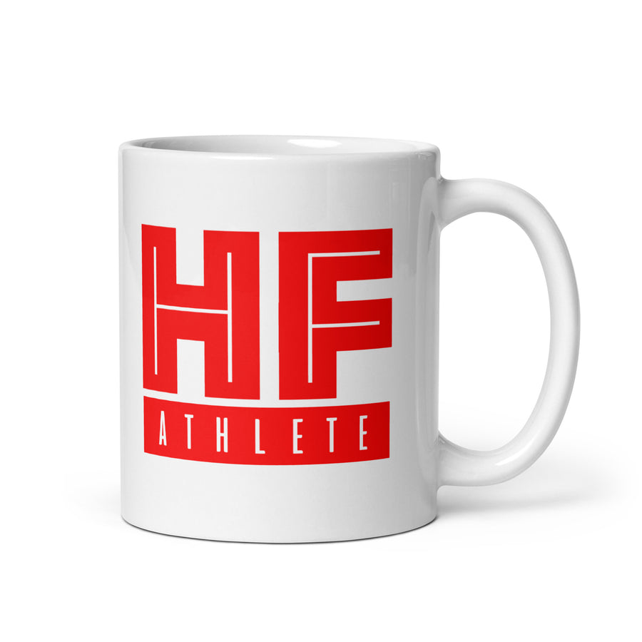 HF Athlete Block Red White glossy mug