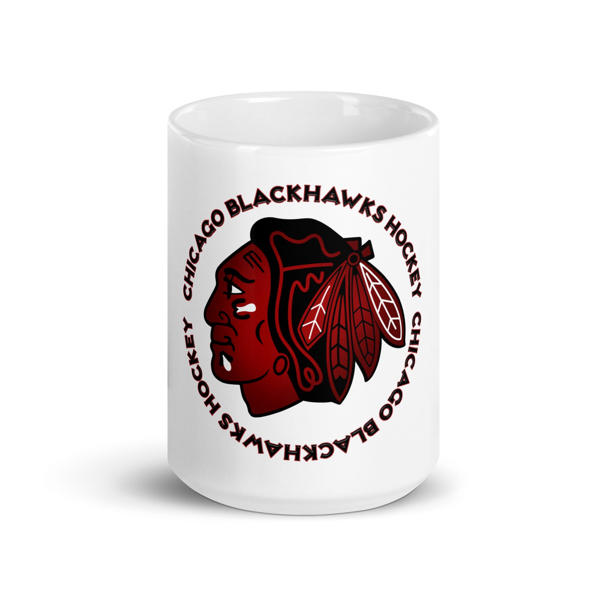 Blackhawks logo 1 White glossy mug