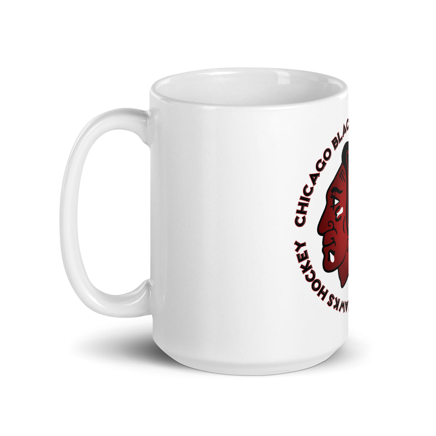 Blackhawks logo 1 White glossy mug